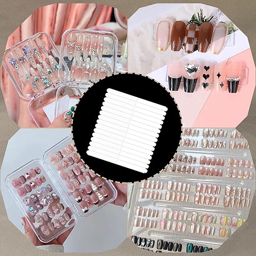 Qenk 12 Sheets Double Sided Tape for Nails, Nail Tape for Press on Nails, Double Sided Nail Tape for Nail Tips Art Display Salon Supplies (Style-2)