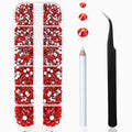 2400 Pcs Nail Art Rhinestones Red Flat Back Rhinestones Gems Round Crystal Siam 6 Sizes (1.9-4.5 mm) Wax Pencil Tweezers for Nail Art Makeup Clothes Shoes Bags Crafts DIY(Red) HUETFAT