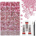 33000Pcs Dark Pink Resin Jelly Rhinestones for Bedazzling, 2-6mm Flatback Gems for Diamond Art, Bedazzler Kit with 3Pcs 10ml B7000 Jewelry Glue for Crafting Crafts Nail Art