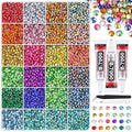 12600Pcs Resin Rhinestones with Tweezers for Crafting, Mixed-Color 4mm Bedazzling Crystal with 3Pcs 10ml B7000 Jewelry Glue for DIY Crafts Clothing Tumblers Shoes Fabric Nail Art