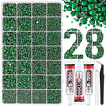 30000Pcs Resin Rhinestones for Bedazzling with Tweezers, Emerald Green Rhinestones for Crafting with 3Pcs 10ml B7000 Jewelry Glue for DIY Crafts Clothing Tumblers Shoes Fabric Nail Art