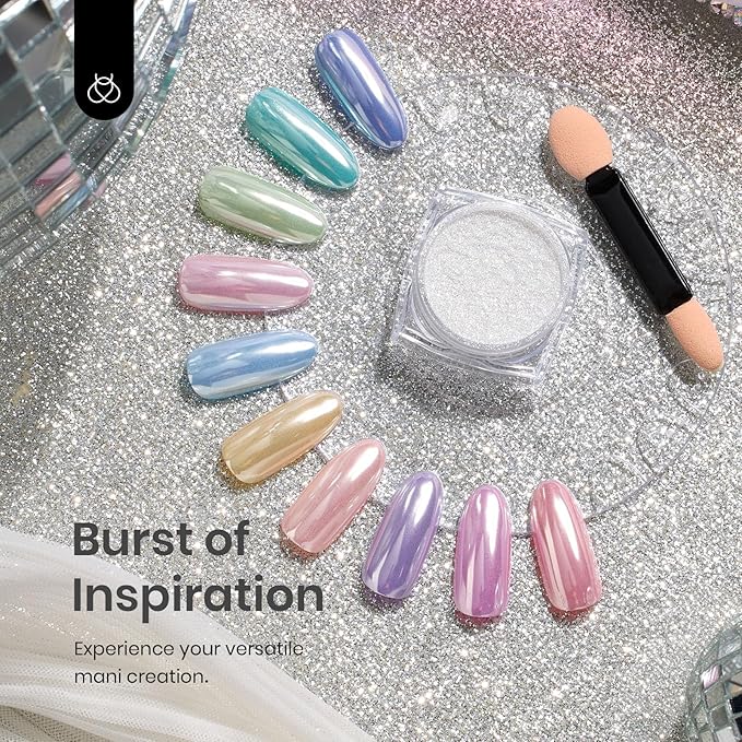 Beetles Gel Nail Polish Kit with U V Light 48W Led Nail Lamp 6 Colors Christmas beetles Gel Polish Chrome Nail Powder for Gel Nails, 1g Glazed Silver Nail Powder Mirror Effect Nail Manicure
