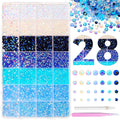 22000Pcs Blue Rhinestones for Bedazzling, Jelly Bedazzling Resin Gems 3-5mm, Blue White Gems Bedazzling Kit for Crafting, Flatback Color Light Blue AB Gems for Nails Face Makeup Tumblers