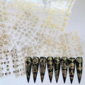 NAIL ANGEL 24Sheets Nail Art Adhesive Sticker Sheets Different Gold Color Luxury Shapes Sticker Nail Art Deco 10304 (10304)