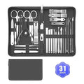 Cater Manicure Nail Clippers Kit - 31Pc Stainless Steel Nail Grooming Set with Luxurious Travel Case (Black)