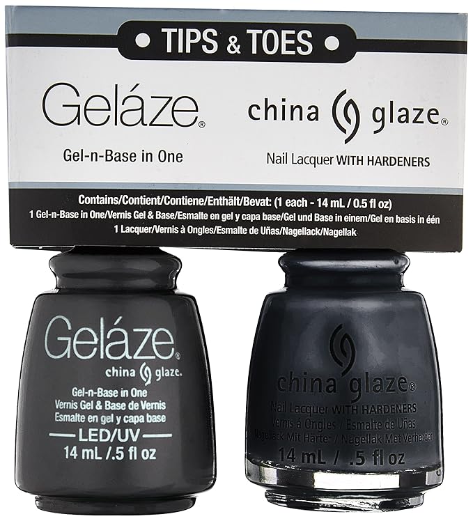 China Glaze Gelaze Tips and Toes Nail Polish, Black Diamond, 2 Count