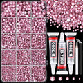 16000Pcs Resin Rhinestones with Tweezers for Crafting, Dark Pink 2-6mm Mixed Sizes Bedazzling Crystal with 3Pcs 10ml B7000 Jewelry Glue for DIY Crafts Clothing Tumblers Shoes Fabric Nail Art