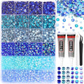 RODAKY Blue Rhinestone Flatback Gems for Bedazzling 3/4/5/6mm Crystal Rhinestones 2PCS 10ml B7000 Jewelry Glue Tweezers Pen Making Kit for DIY Craft Clothing Shoes