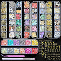 5 Boxes 3D Nail Art Crushed Sea Shell Irregular Iridescent Natural Abalone Seashell Slices Starfish Metal Sea Star Conch Moon Triangle Rivet Gems(sea Shell kit)