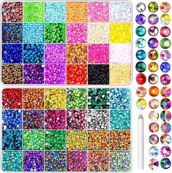 48000Pcs Gems for Crafting,Resin Jelly Rhinestones for Crafting, 48 Color 3mm Flatback Gems for Diamond Art DIY Crafts Clothing Shoes Nail Art Decoration