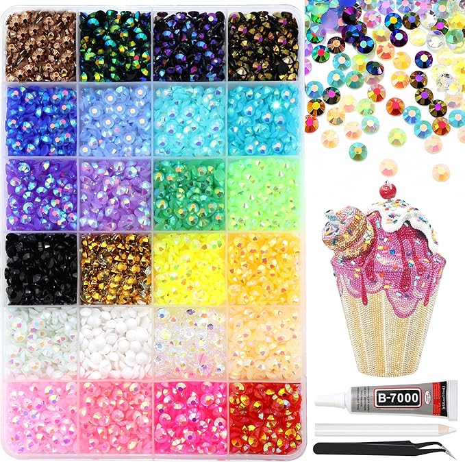 RODAKY Resin Jelly Rhinestones for Crafting Bedazzling,24 Color Rhinestones for Nails Art,5MM Nail Rhinestone and Gems,Nail Diamond Flatback Gems Crystals Charms for Nail Design DIY Makeup Decor