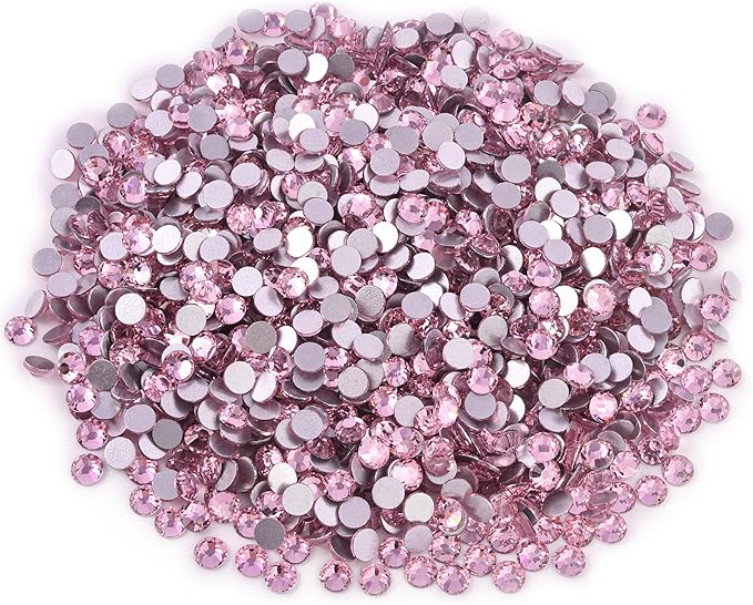 Blinginbox Glass Flatback Rhinestones Crystal Round Gems,Lt.Pink,SS6-SS20/2880pcs