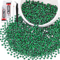 5000PCS SS10/2.8mm Crystal Rhinestones (Emerald Green) with 2Pcs 10ml B7000 Jewelry Glue, Bedazzling Flatback Glass Rhinestones for Crafting, Gems Diomand Charms for Tumbler Shoes Clothing Nail Art