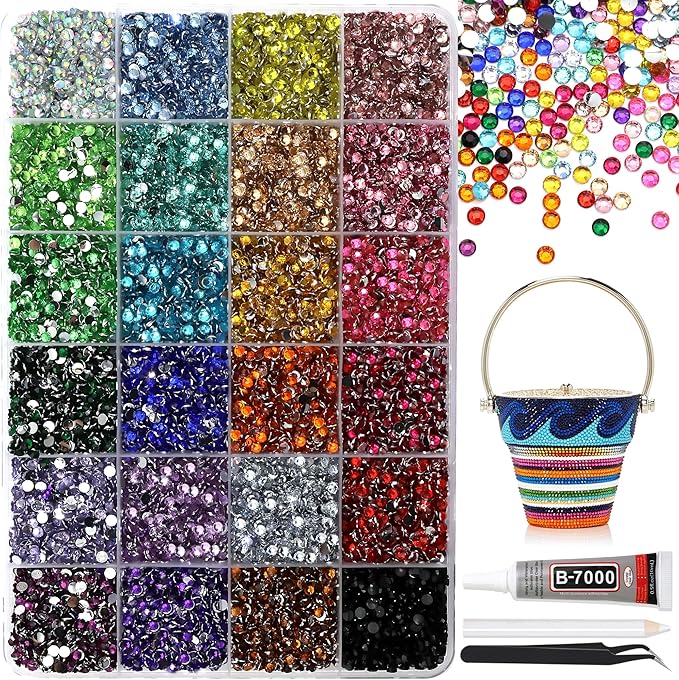 RODAKY Resin Rhinestones for Crafting Bedazzling,24 Color Rhinestones for Nails Art,3MM Nail Rhinestone and Gems,Nail Diamond Flatback Gems Crystals Charms for Nail Design DIY Makeup Decor