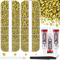 12100Pcs Resin Rhinestones for Crafting with 3Pcs 10ml B7000 Jewelry Glue, 2 Boxes Flatback Crystals Diamond (Bright Gold) for Bedazzling Crafts DIY Nail Art，Non Hotfix Gems for Clothing Shoes