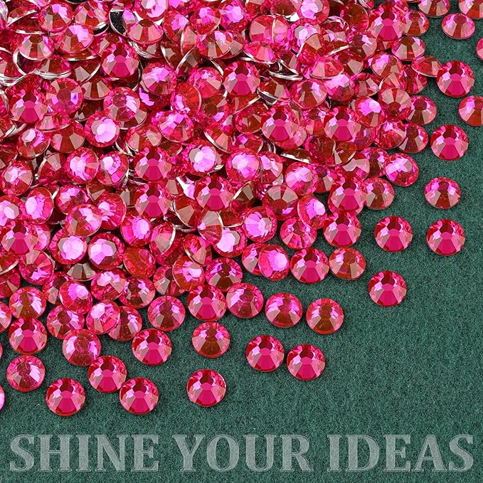 Resin Rhinestones for Crafting with B7000 Jewelry Glue, 1 Box Hot Pink Flatback Crystals with 3Pcs 10ml Glue for Bedazzling Crafts DIY Nail Art Makeup，Non Hotfix Gems for Clothing Shoes