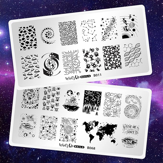 Whats Up Nails - Galaxy Plates 2 Pack (B011, B068) for Nail Art Design