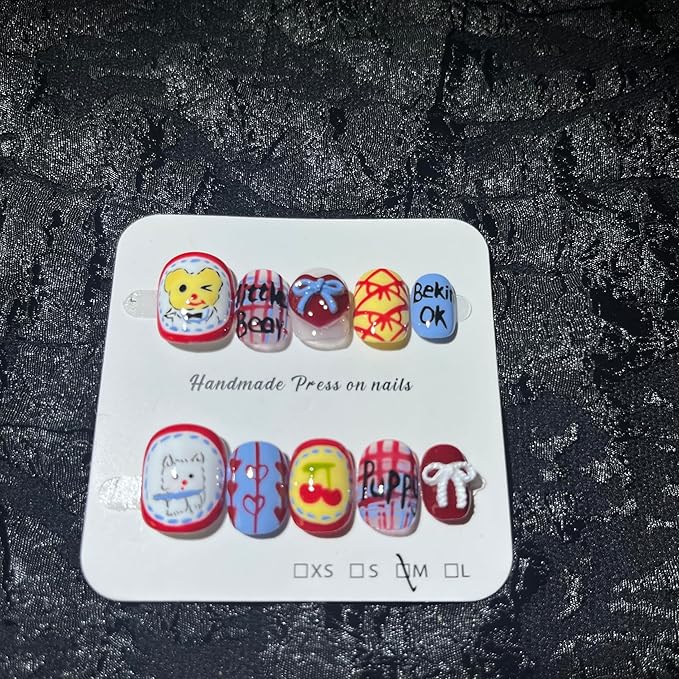 Short Press on Nails Handmade Nails 10Pcs Cute Style Manual Nail Art Pumpkin Fake Nails for Women Party Holiday Photo 2.5CM Size M