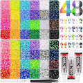 26000Pcs Resin Rhinestones for Bedazzling Kit, 2 Boxes Multicolor 3mm&5mm Bedazzled Crystal, Flatback Gems with 3Pcs 10ml B7000 Jewelry Glue for DIY Crafts Clothing Nail Art Makeup