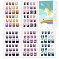 Allstarry Kids Halloween Nails, 120pcs 5pack Children Press on Nails Pre-glue Full Cover Glitter Gradient Color Rainbow Short False Nail Kits Halloween Gifts for Kids Little Girls Nail Art Decoration
