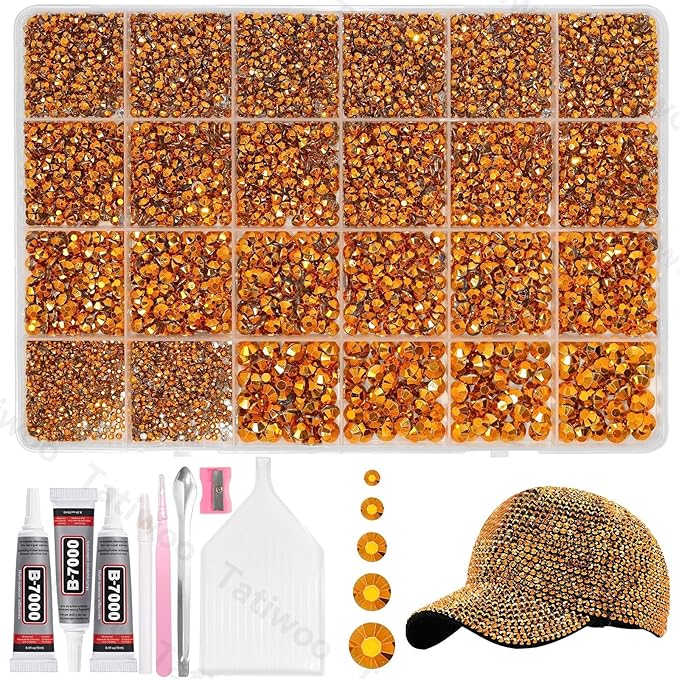 20000Pcs Gold Flatback Jelly Resin Rhinestones for Bedazzling, Mix Sizes Crystal Rhinestones Gems, Gold Gems Bedazzling for Crafting, Flatback Rhinestone for DIY Face Makeup Crafts Tumblers