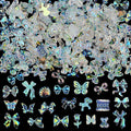 100 Pieces 3D Resin Butterfly Bear Nail Charms Rose Flower Peach Bow Snake Rabbit Animal Shaped Nail Art Rhinestones Pearls for DIY Nail Art Decoration Making Craft (Transparent AB)
