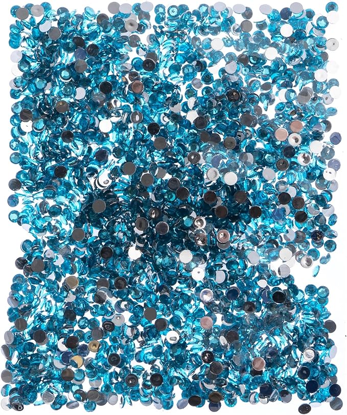 John Bead 2000 Pieces 4mm (SS16), Aqua, Acrylic Round Flat Back Rhinestones for Jewelry Making, DIY Crafts, Nail Art, Face Makeup, Clothes