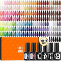 ABAC Gel Polish Kit - 112 Pcs Set with Base & Top Gel,108 Vibrant Colors for All Seasons Long-Lasting DIY Manicure Gift for Women & Nail Art Lovers (Pink,Orange,Blue,Green,Red)