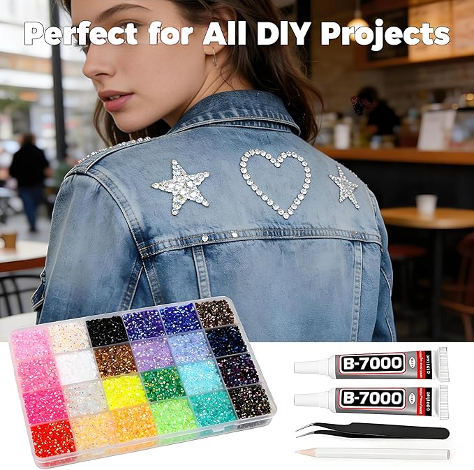 2026 New Resin Jelly Rhinestones for Bedazzling for Crafting Nails Face Makeup Crafts Tumblers,3mm Flatback Gems with Glue for DIY Crafts, Nail Art,Shoes,Clothing Decoration (40 Colors & 32000pcs)