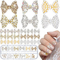 Maitys 24 Pieces Nail Bows Charms Rhinestones 3D Charms Alloy Pearl Bow Knot Accessory for Valentine's Day Women DIY Xmas Salon Jewelry Craft(Assorted Colors)