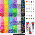 2 Boxes Resin Rhinestones with Tweezers for Crafting, 26000Pcs Mixed-Color 3mm&5mm Bedazzling Crystal with 3Pcs 10ml B7000 Jewelry Glue for DIY Crafts Clothing Tumblers Shoes Fabric Nail Art