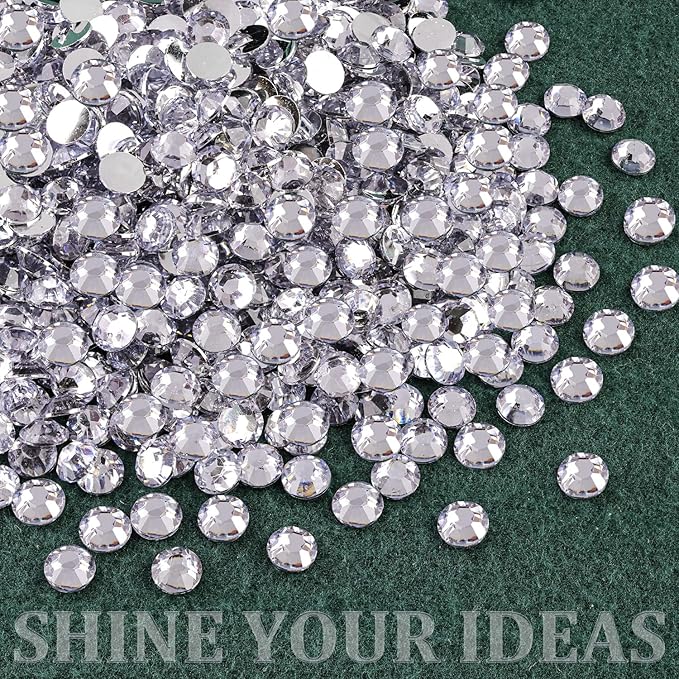 Resin Rhinestones for Crafting with B7000 Jewelry Glue, 2 Boxes Silver Clear Flatback Crystals with 3Pcs 10ml Glue for Bedazzling Crafts DIY Nail Art Makeup，Gems for Clothing Shoes