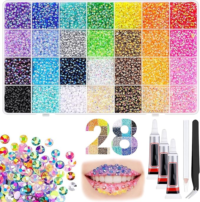 Bedazzler Kit with Rhinestones, 2026 New Resin Jelly Rhinestones for Bedazzling, Multicolor 3mm Flatback Gems for Nail Diamond Art Crafting Book Makeup (30000)