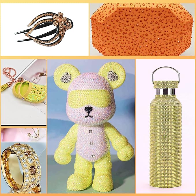 22000 Pcs Orange Flatback Pearls and Rhinestones Bedazzling Kit, Resin Rhinestones Gems for Crafting, Mixed Size Half Pearls Gems for Nails Face Eyes Makeup Bottles Shoes DIY Crafts