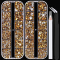 Resin Rhinestones for Crafting, 2/3/4/5/6mm Flatback Jelly Rhinestones, 2 Box Mineral Gold Non Hotfix Crystal Gems for Bedazzling Crafts Mugs Tumblers Clothes Makeup Nail