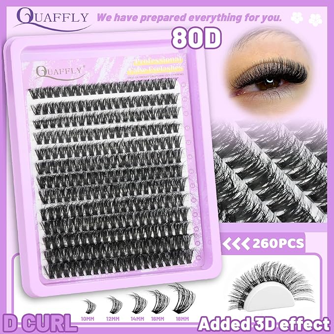 DIY Lash Extension Kit D Curl 10-18mm Individual Spikes Lashes with Lash Bond and Seal Lash Remover Tweezers Eyelash Brush Mini Applicator Easy to DIY At Home