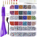BLINGINBOX Hotfix Rhinestones Applicator Tool for Crafts Clothes, Hot Fix Rhinestone Applicator Set Pen Iron Bedazzler Kit with 6000PCS Round Crystals Gems for Shoes