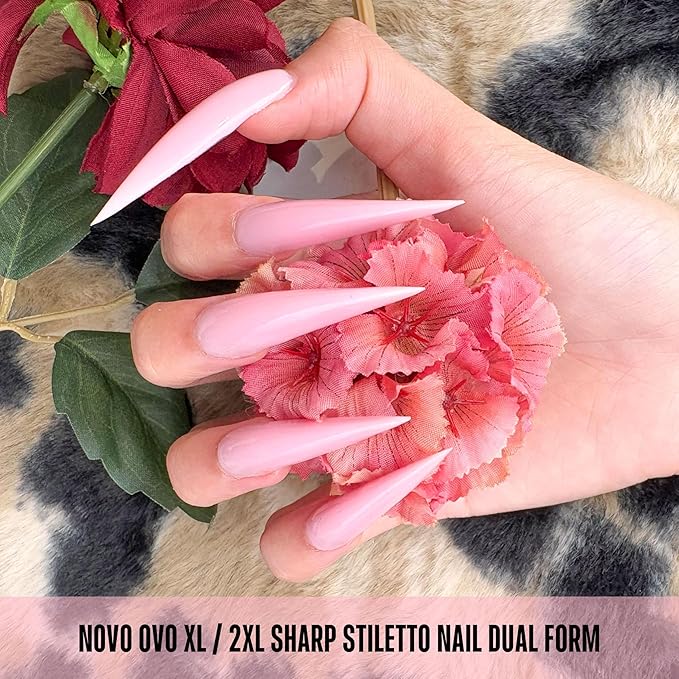 NOVO OVO Extra Long XXL Stiletto Pointed Nail Dual Forms for Polygel Extension, Reusable Full Cover Acrylic/Builder/Hard Gel Poly Gel Molds of Manicure Art for Salon DIY x 14 sizes 280 Pcs