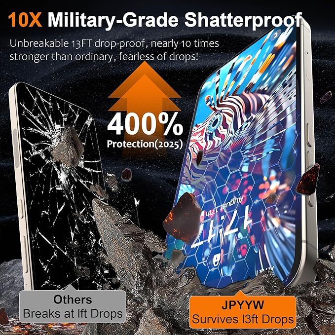 4 Pack for iPhone 16/ iPhone 15 Screen Protector, Military-Grade Shatterproof, 9H Hardness, Full Coverage Tempered Glass for iPhone 16-6.1 inch with Install Frame