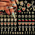 350 Pcs Gold Nail Charms with Stars, Hearts, Dollars, Cherries, Roses for Women Nail Art Decoration DIY Craft