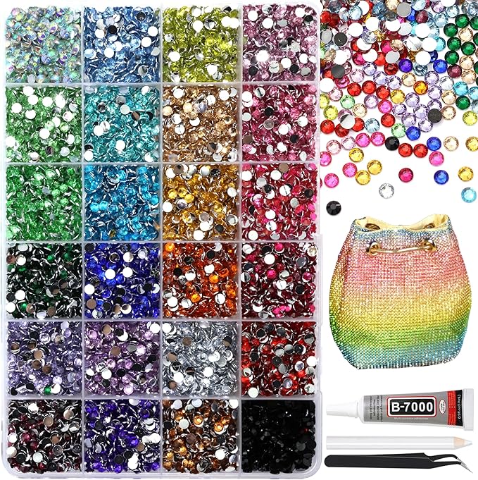 RODAKY Resin Rhinestones for Crafting Bedazzling,24 Color Rhinestones for Nails Art,4MM Nail Rhinestone and Gems,Nail Diamond Flatback Gems Crystals Charms for Nail Design DIY Makeup Decor
