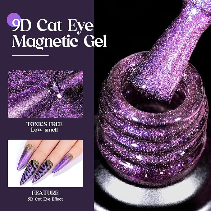 MIZHSE Cat Eye Gel Nail Polish Set 9D Galaxy Cat Eye Gel Polish Soak Off U V LED Chameleon Magnetic Nail Gel Polish Kit Varnish With Magnet Stick