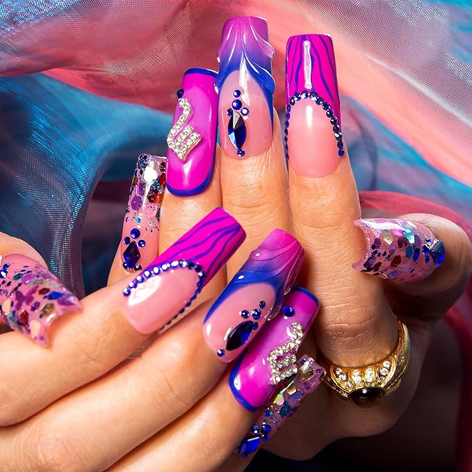 LOVFUL Short Press on Nails Scorpio Drama Club | Handmade Acrylic Press ons | Reusable Fake False Nails | Square Classic Regular 1.3in | H591-S