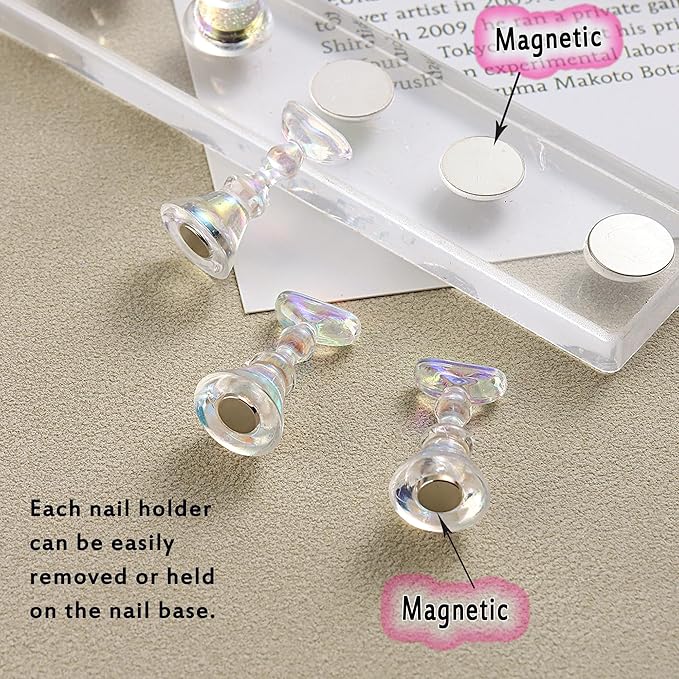 Nail Stand for Press Ons Nail Display with 96 Pcs Reusable Sticky Putty Practice Magnetic Fake Nail Holder for Home DIY Beginner Salon Acrylic Nail Art Kit Accessories
