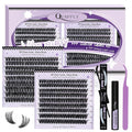 Volume Lash Clusters Kit 360Pcs 60D+80D Lash Cluster Eyelash Extensions 8-16mm Lash Clusters Kit with Lash Bond and Seal Lash Remover and Lash Tweezers Easy DIY at Home