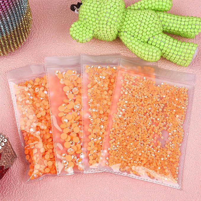 BLINGINBOX Flatback Rhinestones Round Gems, 288pcs Luminous Series Glass Stone Neon Gems Non Hotfix Crystal Rhinestones for Nail Charms Crafts Clothes Tumblers,Living Coral AB Luminous,SS30.