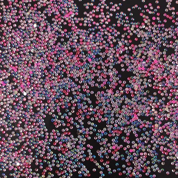4500Pcs Flatback Rhinestones for Crafts, 3mm Pink Crystals Rhinestone, Resin Flatback Glitter Gems Nail Diamonds Rhinestones for Clothes Accessories DIY