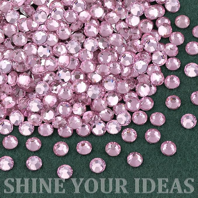 Resin Rhinestones for Crafting 1 Box Light Pink Flatback Crystals with 3 Pcs 10ml B7000 Jewelry Glue, Non-Hotfix Gems for Bedazzling, DIY Nail Art Makeup, Clothing & Shoes Decor