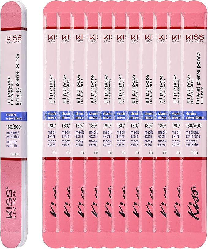 Kiss File All Purpose & Smoother 180 Medium / 600 Extra Fine F100N - Pack of 12
