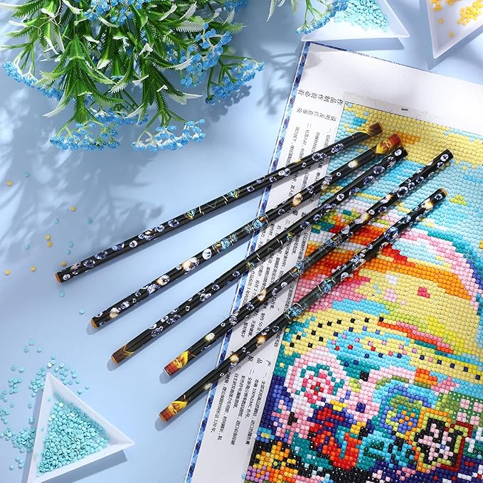 20 Pcs Rhinestone Picker Pen Set, 16 Yellow and White Self Adhesive Nail Dotting Wax Pen with 4 Triangular Bead Separator, Crystal Pick up Tools for Nail Art Diamond Painting